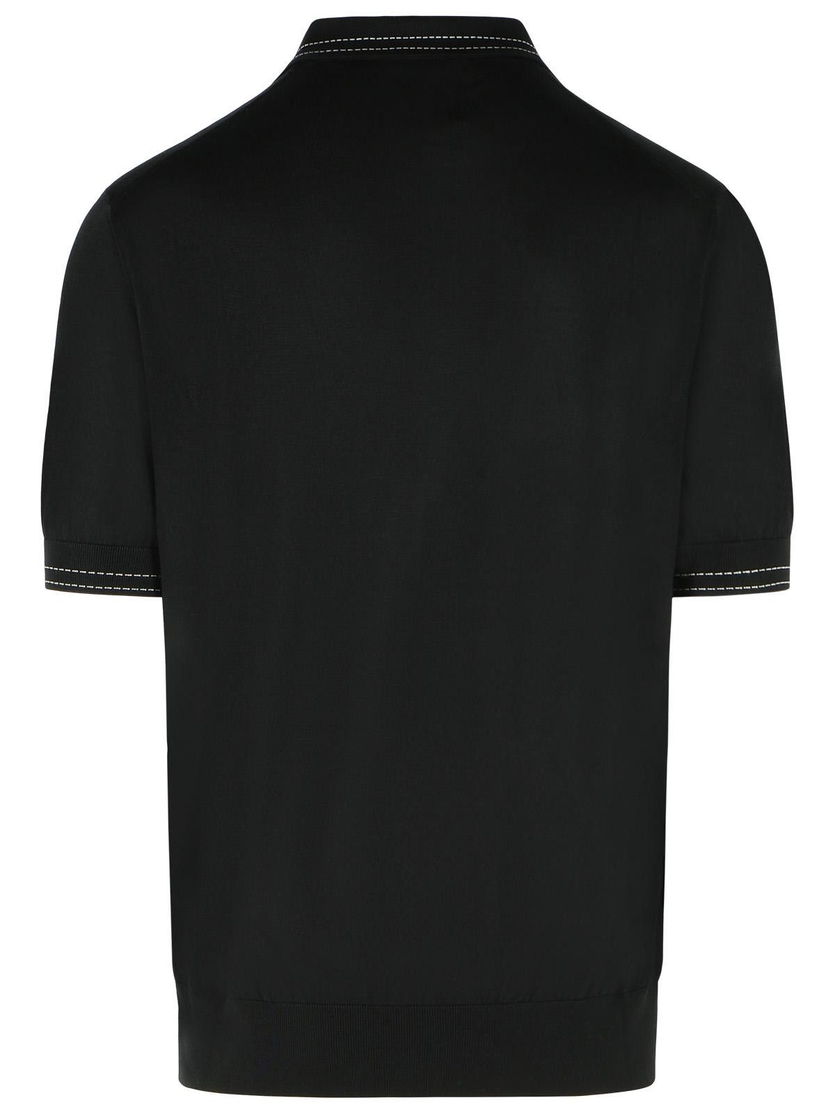 Dolce & Gabbana DOLCE & GABBANA Black Silk Polo Shirt Size US L / EU 52-54 / 3 - 3 Thumbnail