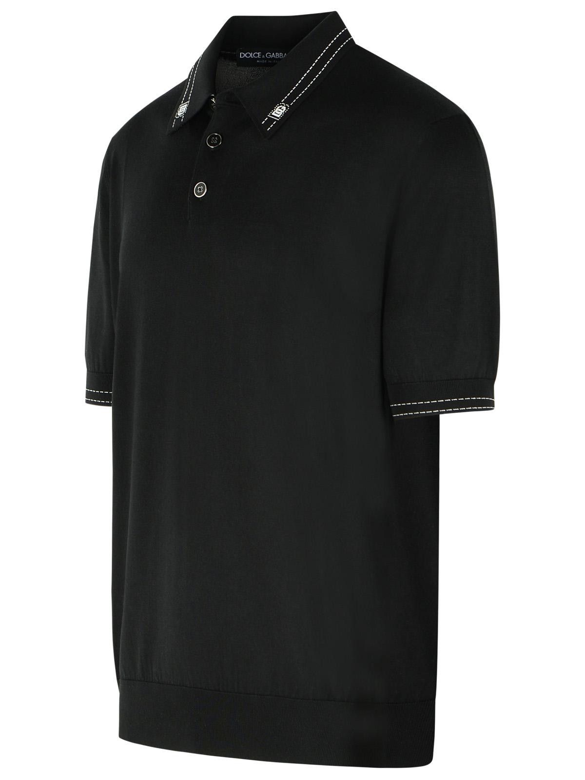 Dolce & Gabbana DOLCE & GABBANA Black Silk Polo Shirt Size US XL / EU 56 / 4 - 2 Thumbnail