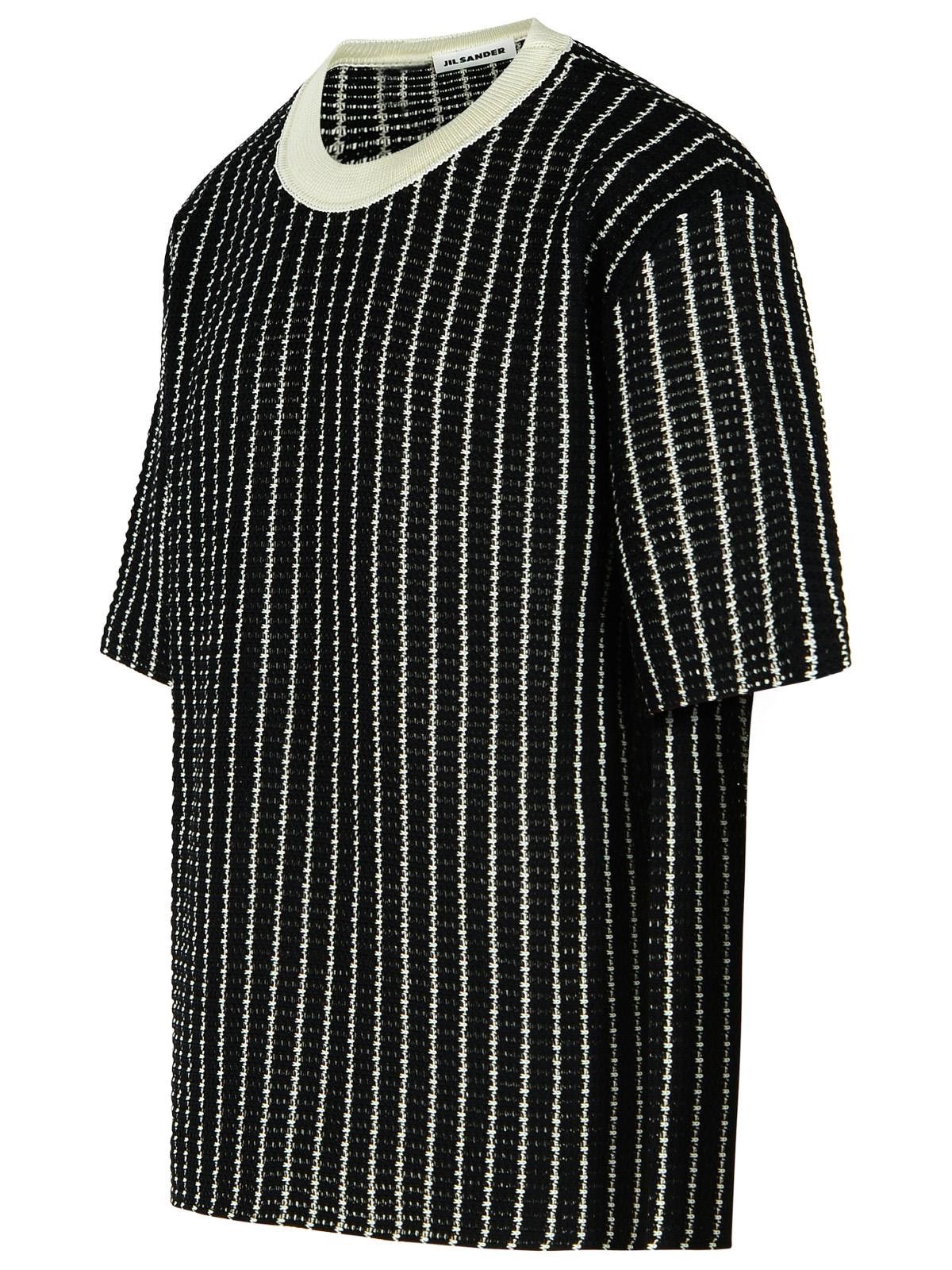 Jil Sander JIL SANDER 'Crochet' Black Cotton T-Shirt Size US M / EU 48-50 / 2 - 2 Thumbnail