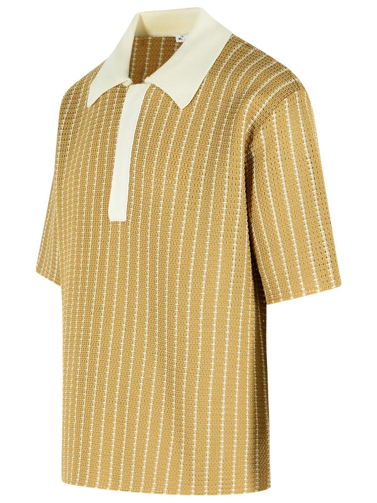 Jil Sander JIL SANDER Beige Cotton Knit Polo Shirt Size US L / EU 52-54 / 3 - 2 Thumbnail