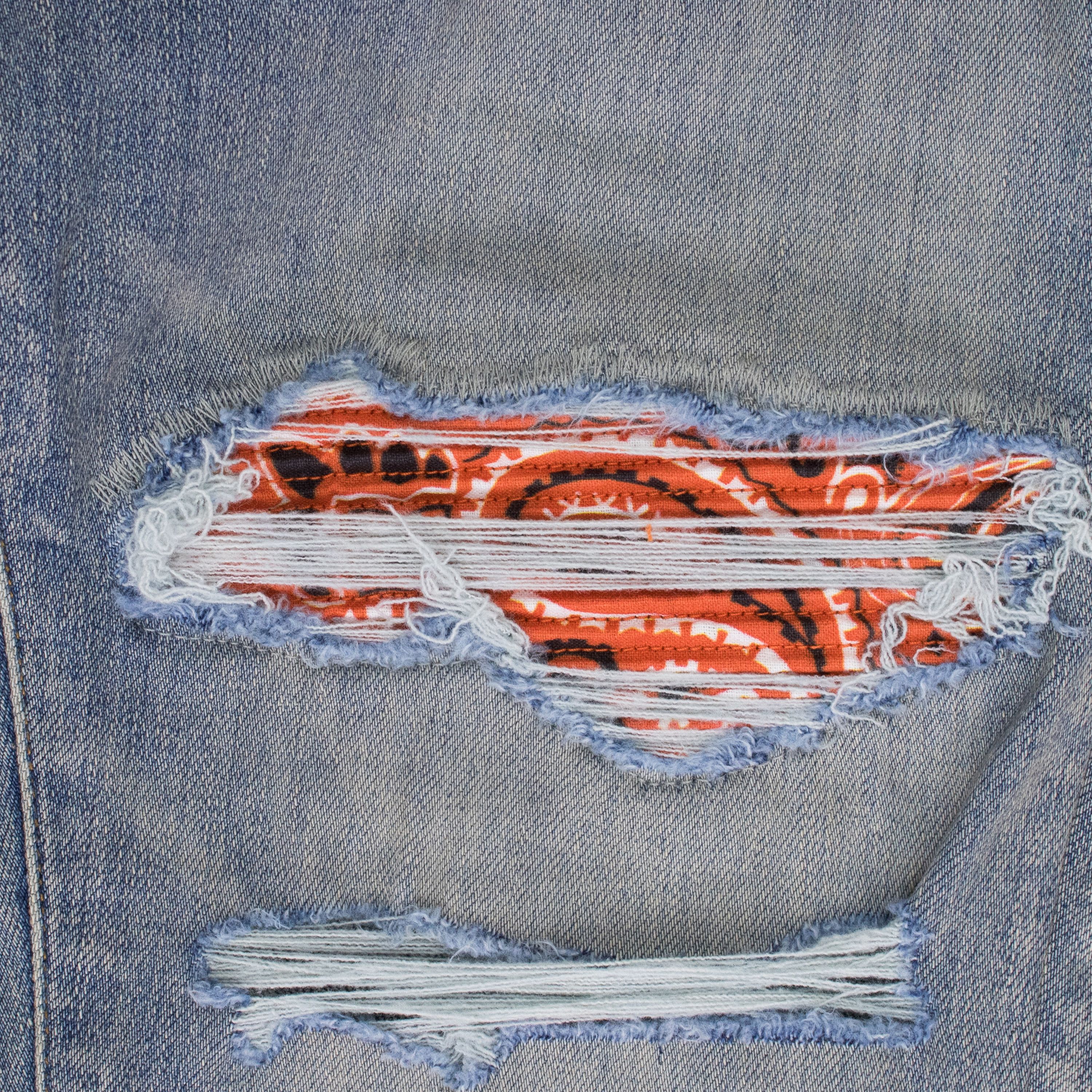 Amiri Blue Vintage Bandana Patch Skinny Jeans SIZE 31