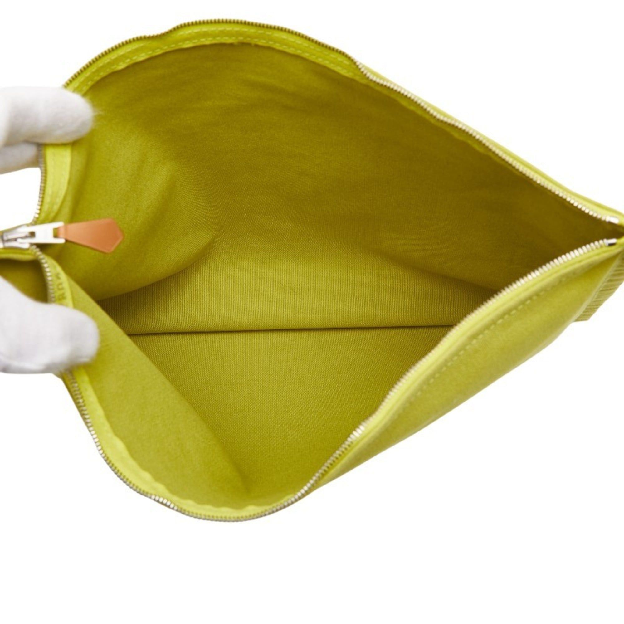 Hermes Hermès Bora GM (Large) Pouch, Green Cotton, Women's, HERMES Size ONE SIZE - 6 Thumbnail