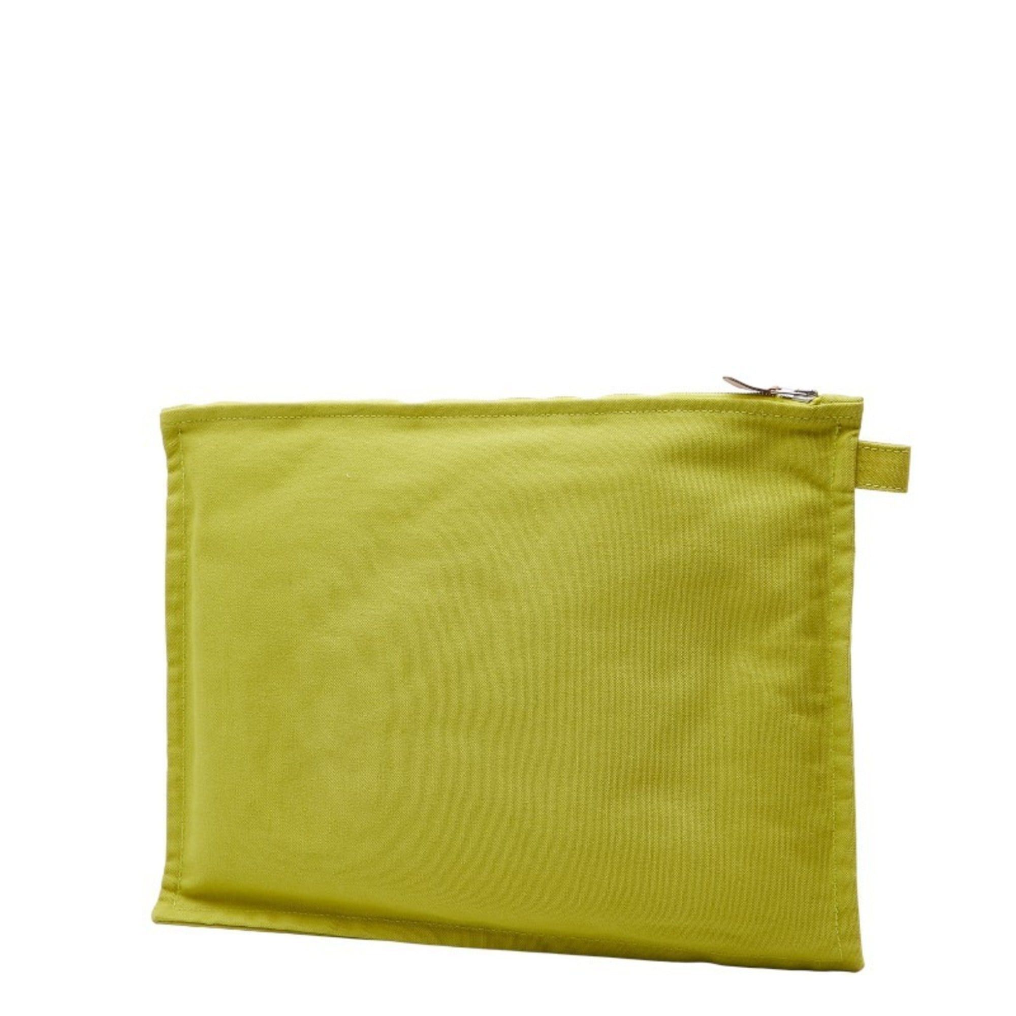 Hermes Hermès Bora GM (Large) Pouch, Green Cotton, Women's, HERMES Size ONE SIZE - 2 Thumbnail