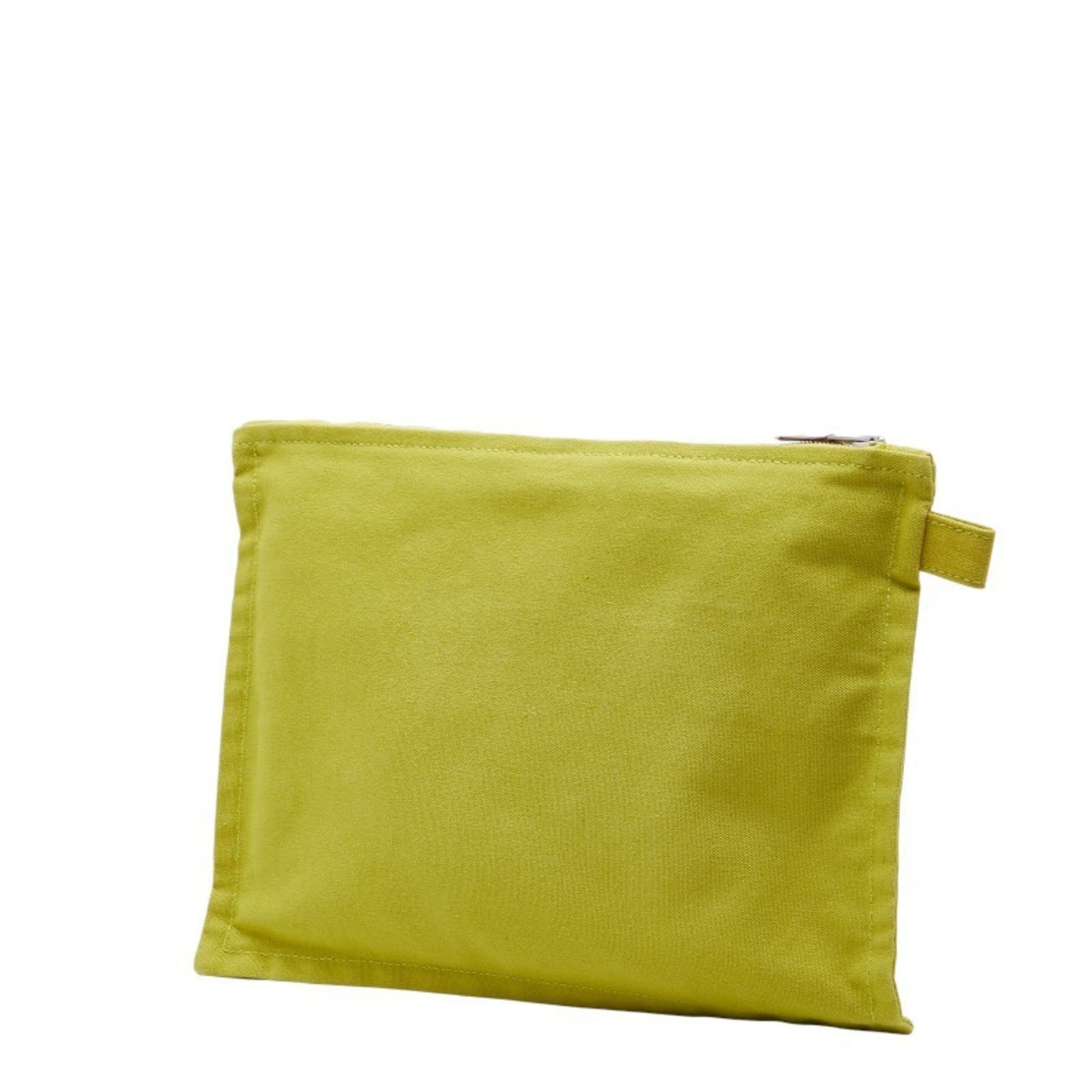 Hermes Hermès Bora MM (Medium) Pouch, Green Cotton, Women's, HERMES Size ONE SIZE - 2 Thumbnail