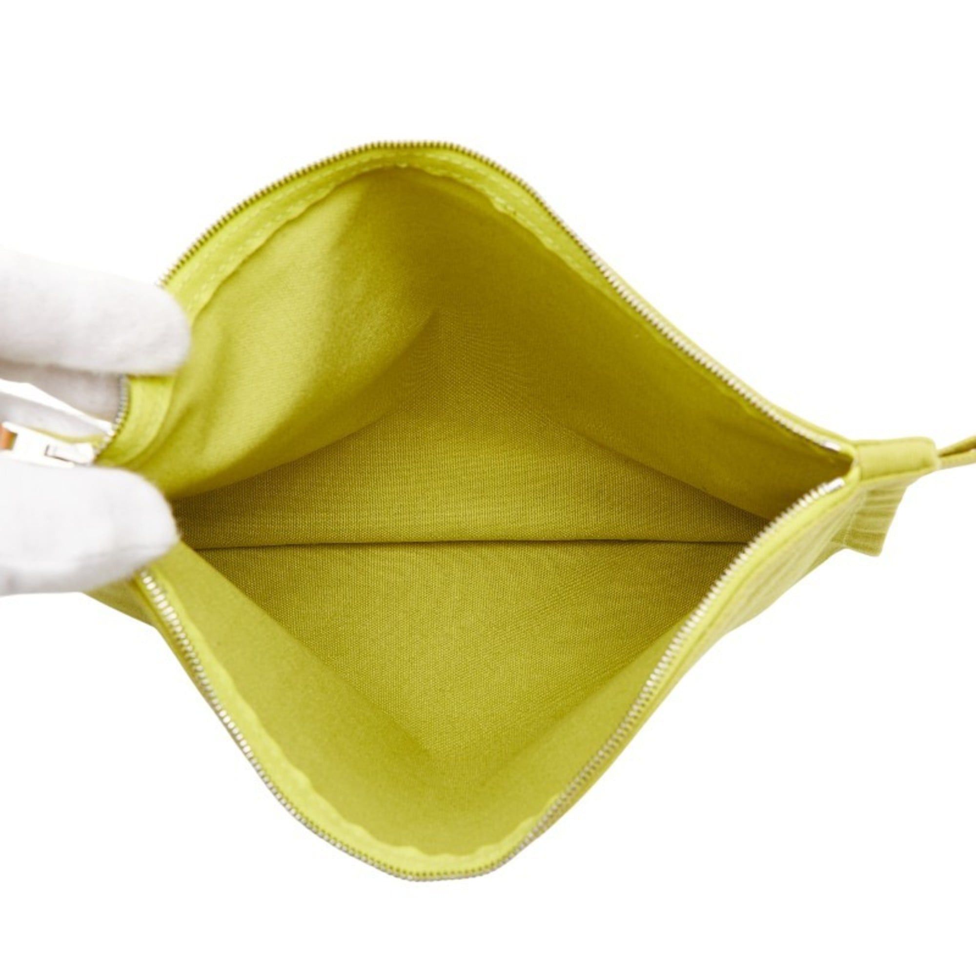 Hermes Hermès Bora MM (Medium) Pouch, Green Cotton, Women's, HERMES Size ONE SIZE - 6 Thumbnail