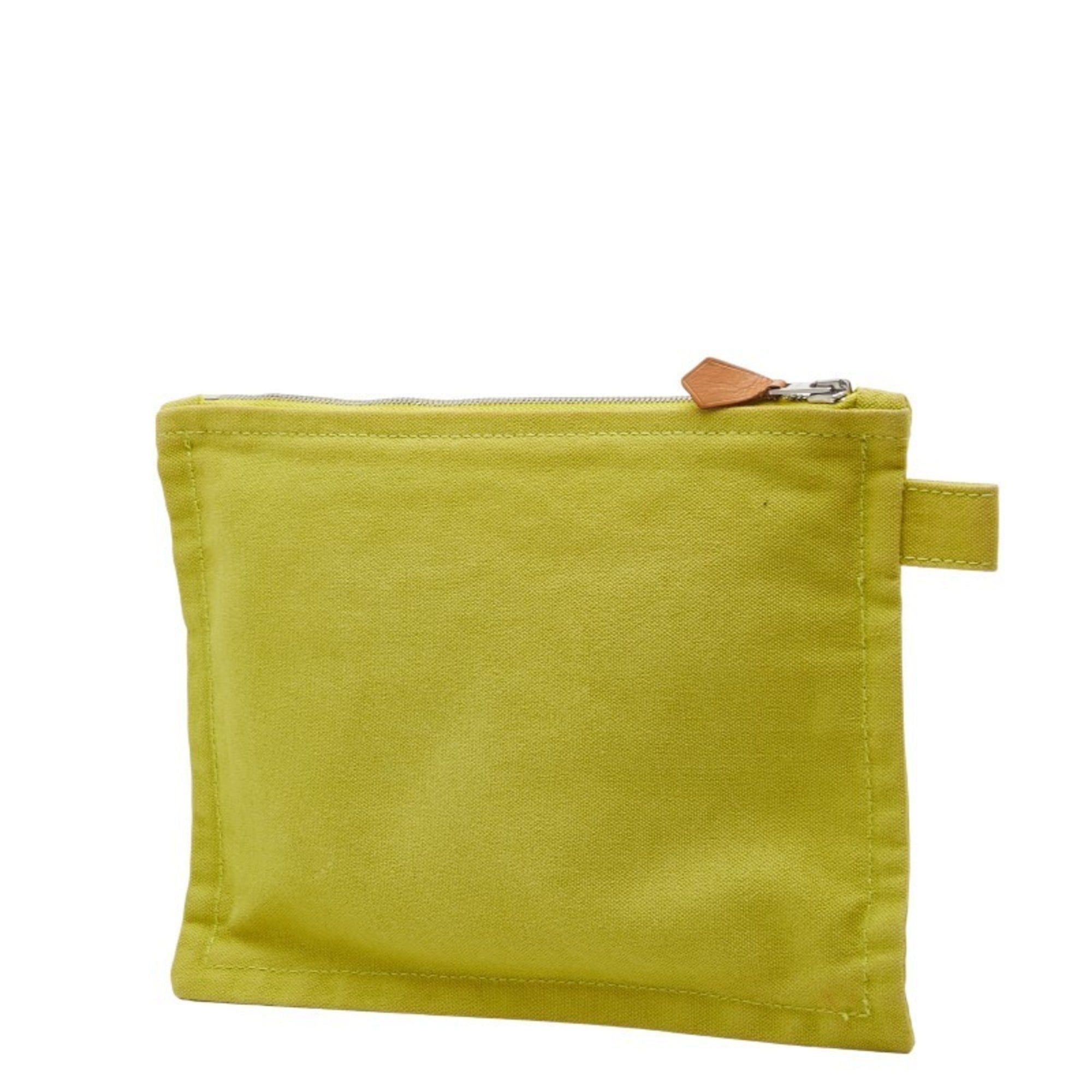 Hermes Hermès Bora PM (Small) Pouch, Green Cotton, Women's, HERMES Size ONE SIZE - 2 Thumbnail