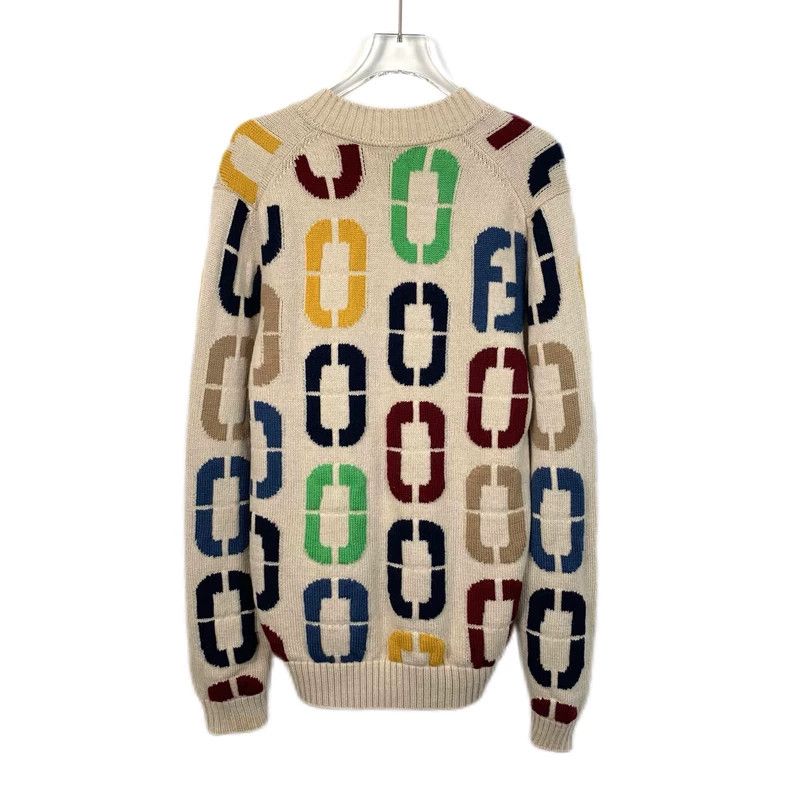 Fendi Fendi Multi-Logo Wool V-Neck Sweater Size US M / EU 48-50 / 2 - 2 Thumbnail