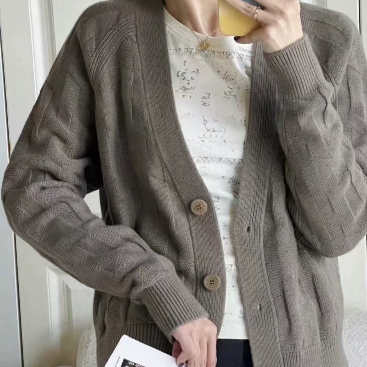 Hermes Hermes 25SS Gray Patterned Cardigan Size US S / EU 44-46 / 1 - 7 Thumbnail