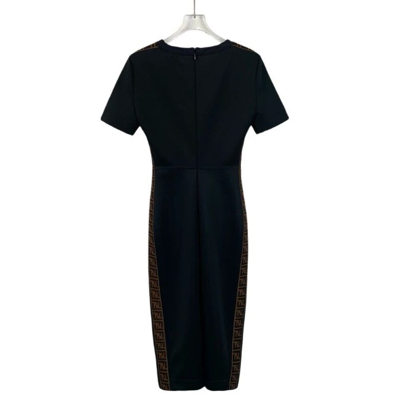 Fendi Fendi Black Logo Panel Short Sleeve Dress Size 38 - 2 Thumbnail