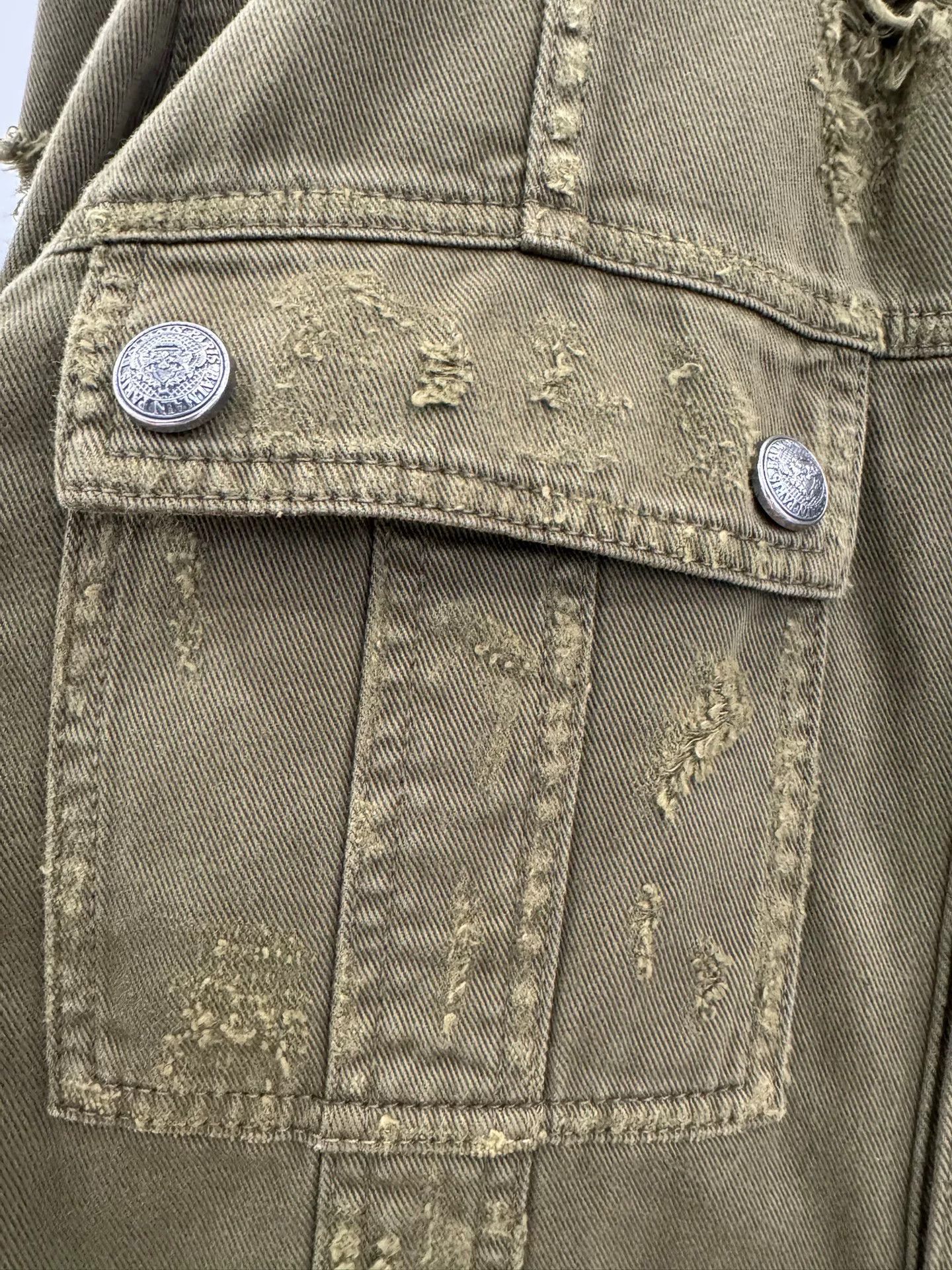 Balmain Balmain Distressed Military Green Jacket Size US XS / EU 42 / 0 - 4 Thumbnail