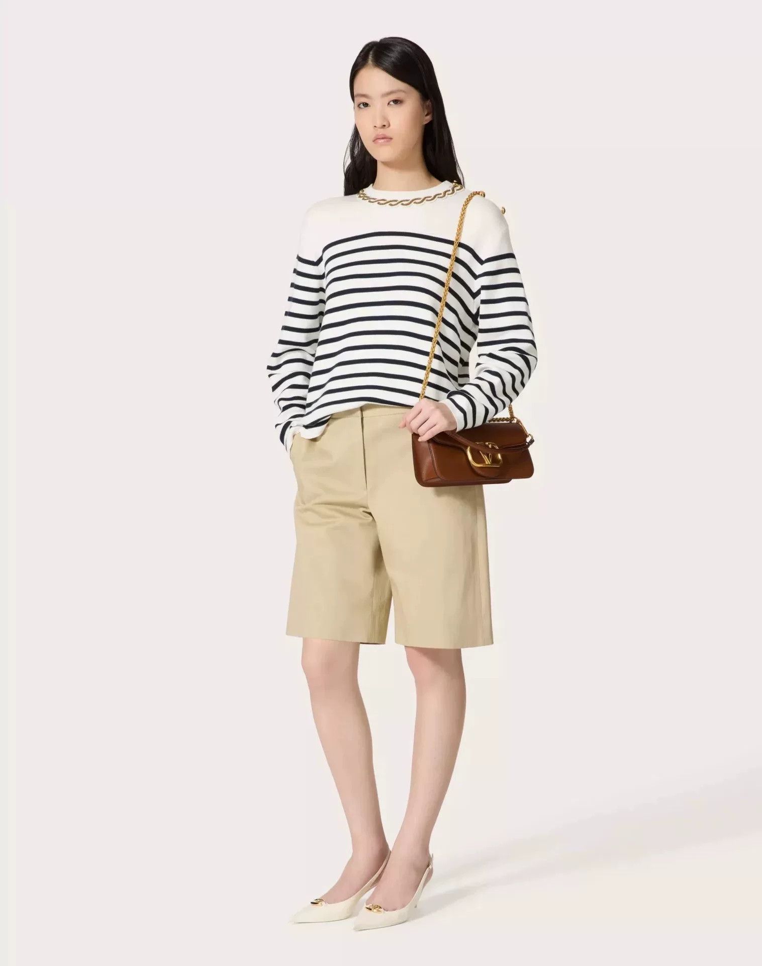 Valentino Valentino Beaded Collar Striped Sweater Size US XS / EU 42 / 0 - 5 Thumbnail