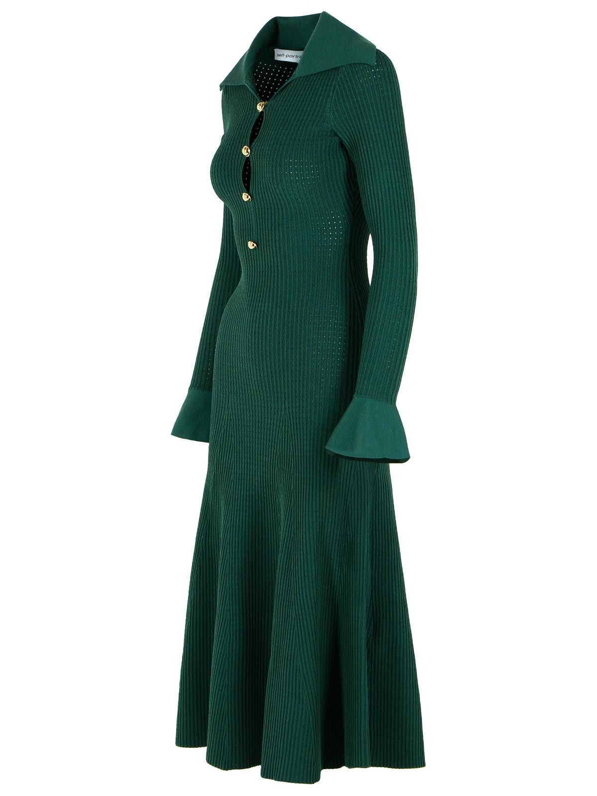 Self-Portrait SELF PORTRAIT 'Keyhole' Dress In Green Viscose Blend Size M / US 6-8 / IT 42-44 - 2 Thumbnail