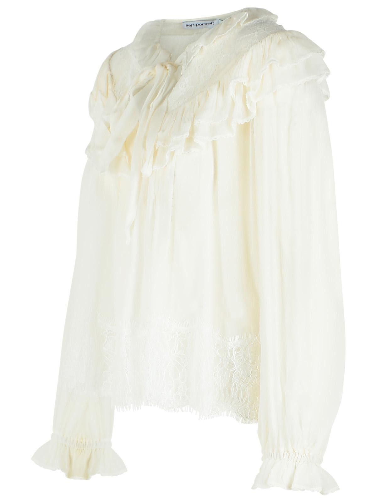 Self-Portrait SELF PORTRAIT White Viscose Blouse Size XS / US 0-2 / IT 36-38 - 2 Thumbnail