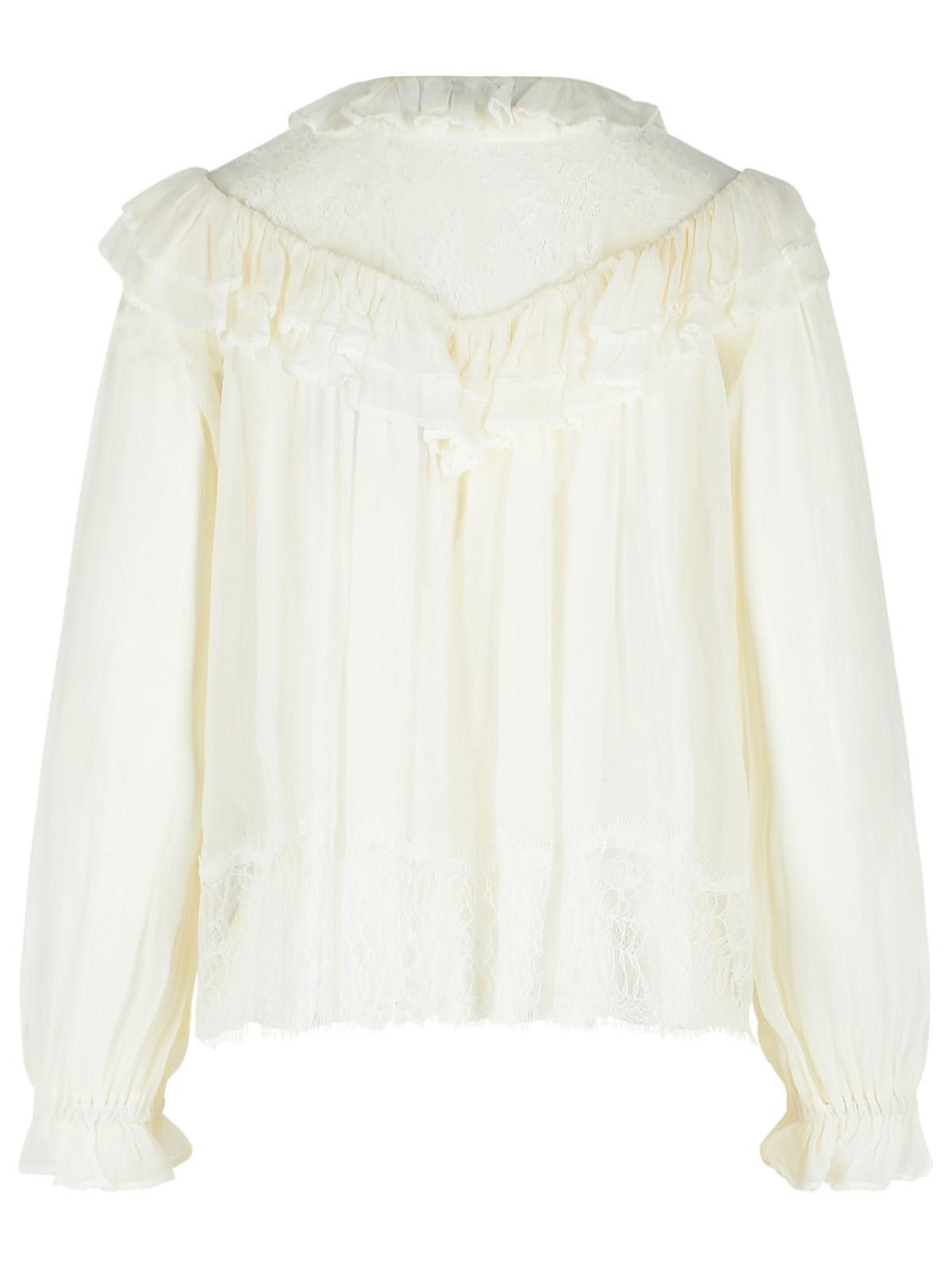 Self-Portrait SELF PORTRAIT White Viscose Blouse Size XS / US 0-2 / IT 36-38 - 3 Thumbnail