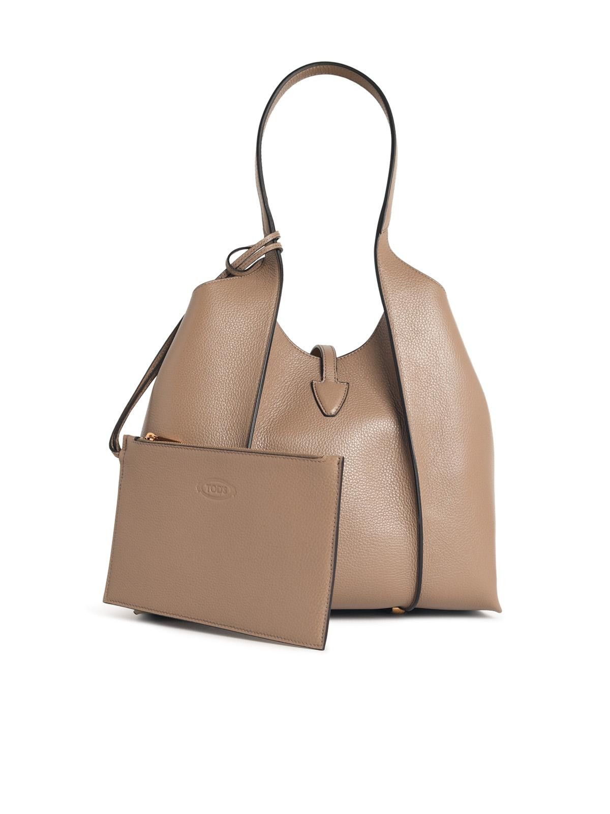 Tod's TOD'S Small Beige Leather 'T Timeless' Shopping Bag Size ONE SIZE - 3 Thumbnail