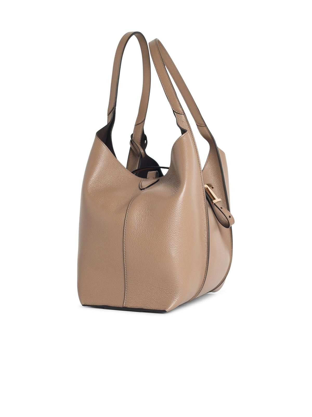 Tod's TOD'S Small Beige Leather 'T Timeless' Shopping Bag Size ONE SIZE - 2 Thumbnail