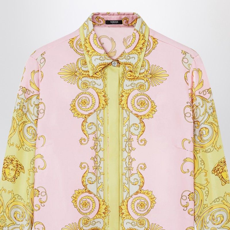 Versace Versace Printed Silk Twill Shirt In Yellow/Pink Size M / US 6-8 / IT 42-44 - 2 Thumbnail