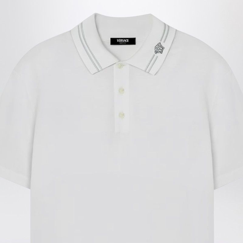 Versace Versace White Polo Shirt With Medusa Embroidery Size US L / EU 52-54 / 3 - 2 Thumbnail