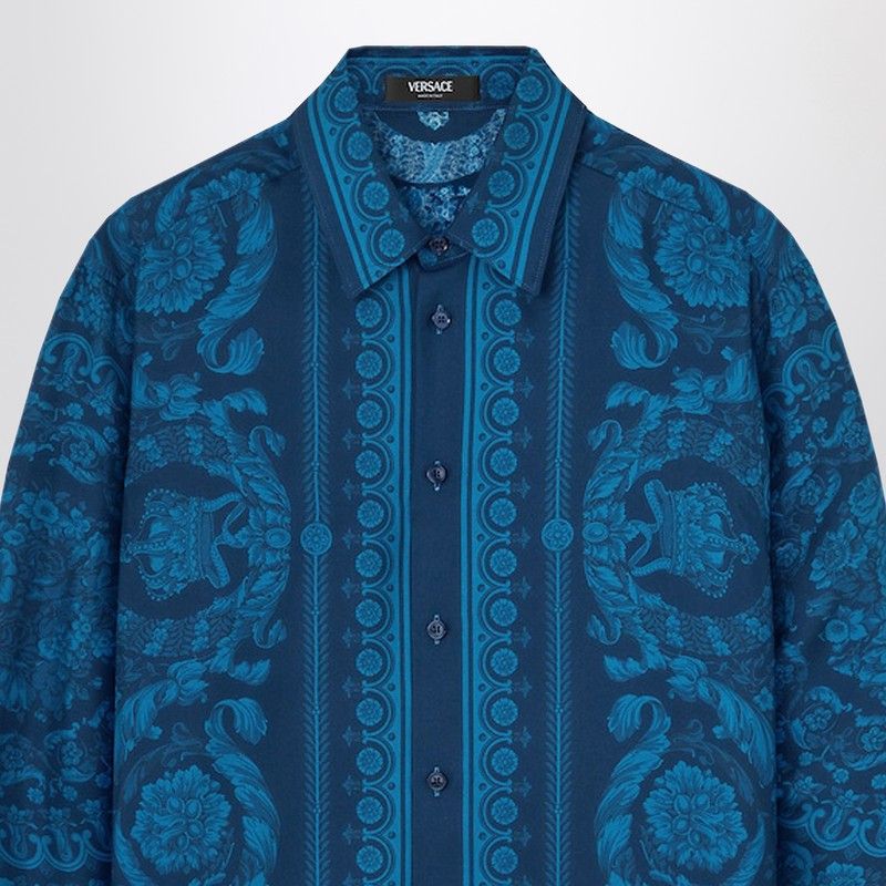 Versace Versace Slim-Fit Printed Silk Twill Shirt In Blue Size US M / EU 48-50 / 2 - 2 Thumbnail