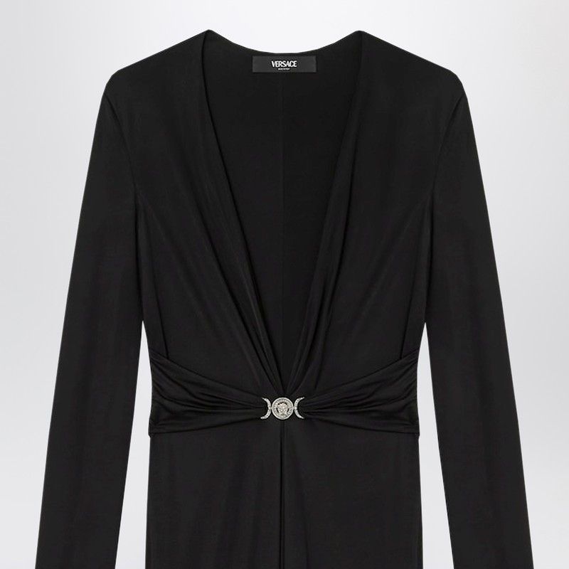 Versace Versace Black Viscose Jersey Midi Dress Size S / US 4 / IT 40 - 2 Thumbnail