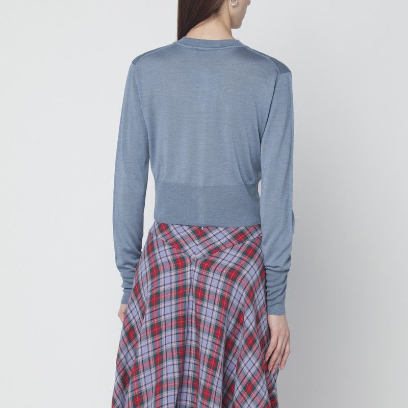 Vivienne Westwood Vivienne Westwood Ice-Blue Cropped Wool And Silk Cardigan Size M / US 6-8 / IT 42-44 - 2 Thumbnail