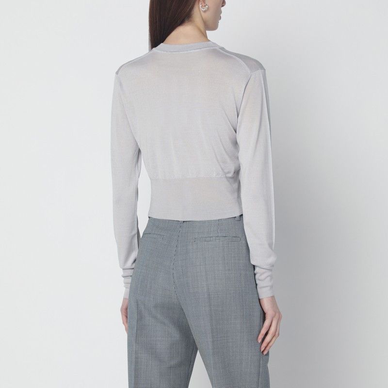 Vivienne Westwood Vivienne Westwood Light Grey Cropped Wool And Silk Cardigan Size S / US 4 / IT 40 - 2 Thumbnail