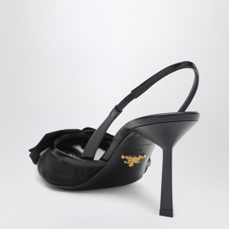 Prada Prada Black Fabric And Mesh Slingback Pumps Size US 8 / IT 38 - 2 Thumbnail