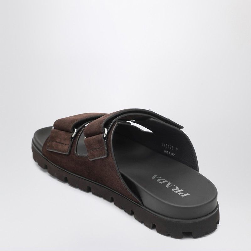 Prada Prada Strappy Sandals In Dark Brown Suede Leather Size US 10 / EU 43 - 2 Thumbnail