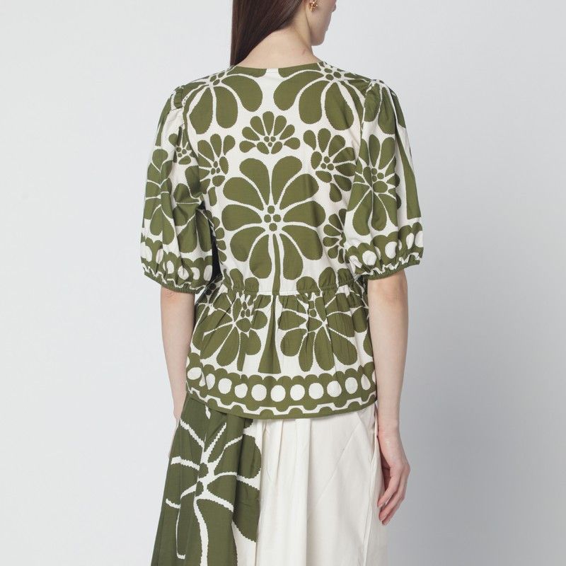Farm Rio Farm Rio Palermo Blouse With Green Print Size S / US 4 / IT 40 - 2 Thumbnail