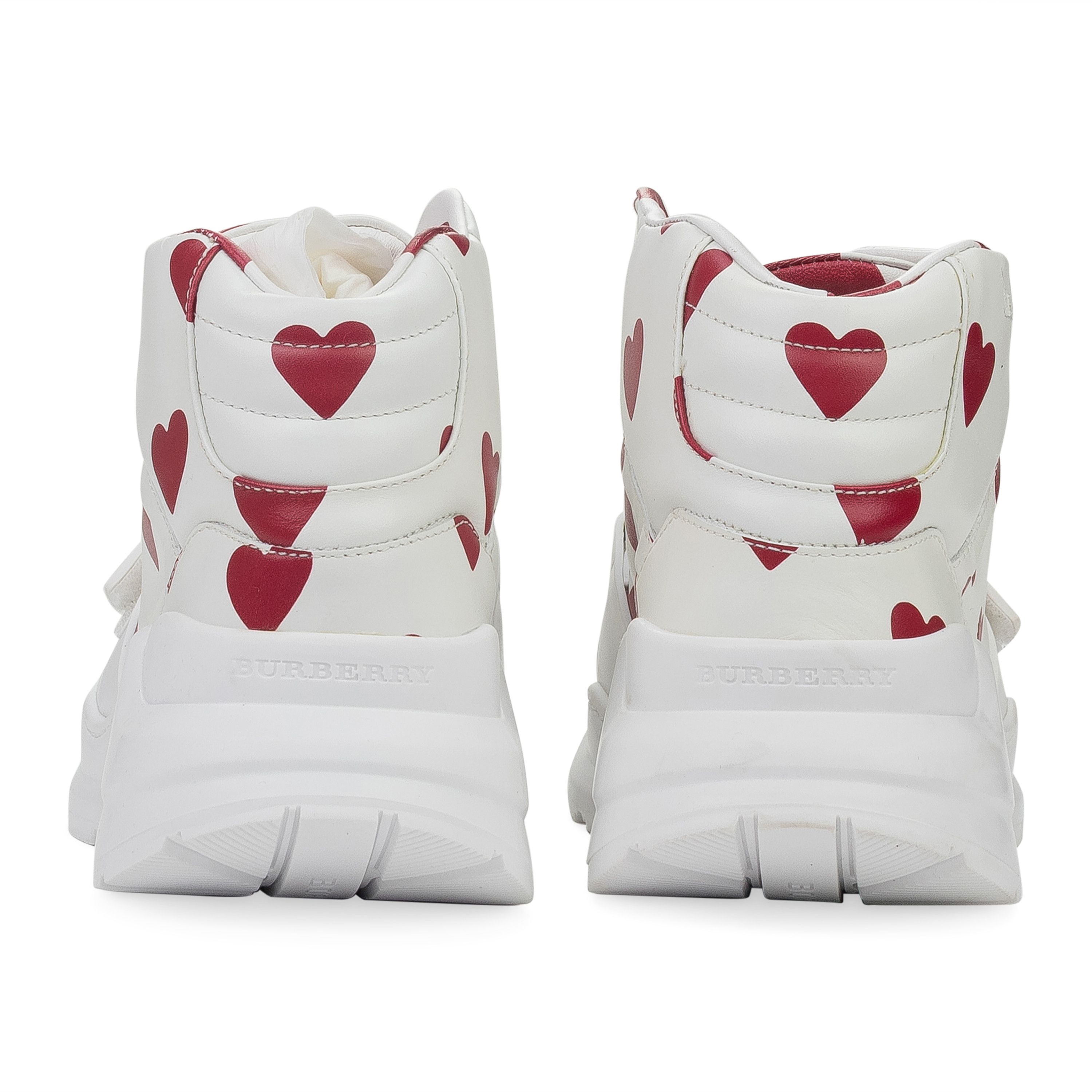 Burberry White White Regis Heart Print High-top Sneakers SIZE 40.5