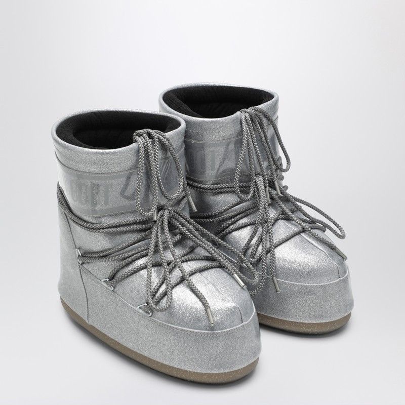 Moon Boot Moon Boot Silver Icon Low Boots With Glitter Size US 7 / IT 37 - 2 Thumbnail