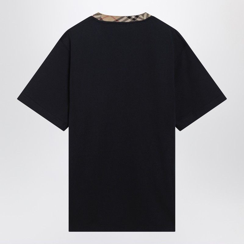 Burberry Burberry Navy T-Shirt With Check Trims Size US S / EU 44-46 / 1 - 2 Thumbnail