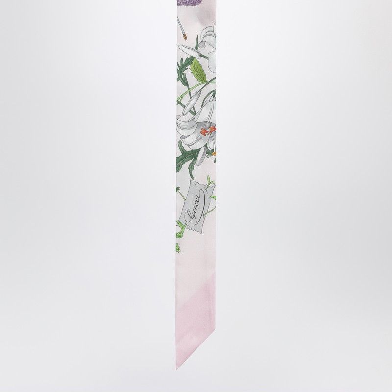 Gucci Gucci Pink Printed Slim Silk Scarf Size ONE SIZE - 2 Thumbnail