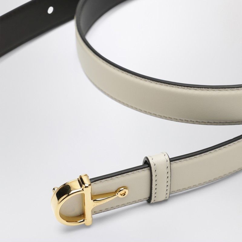 Gucci Gucci Thin Ivory Belt With Half Horsebit Buckle Size ONE SIZE - 2 Thumbnail