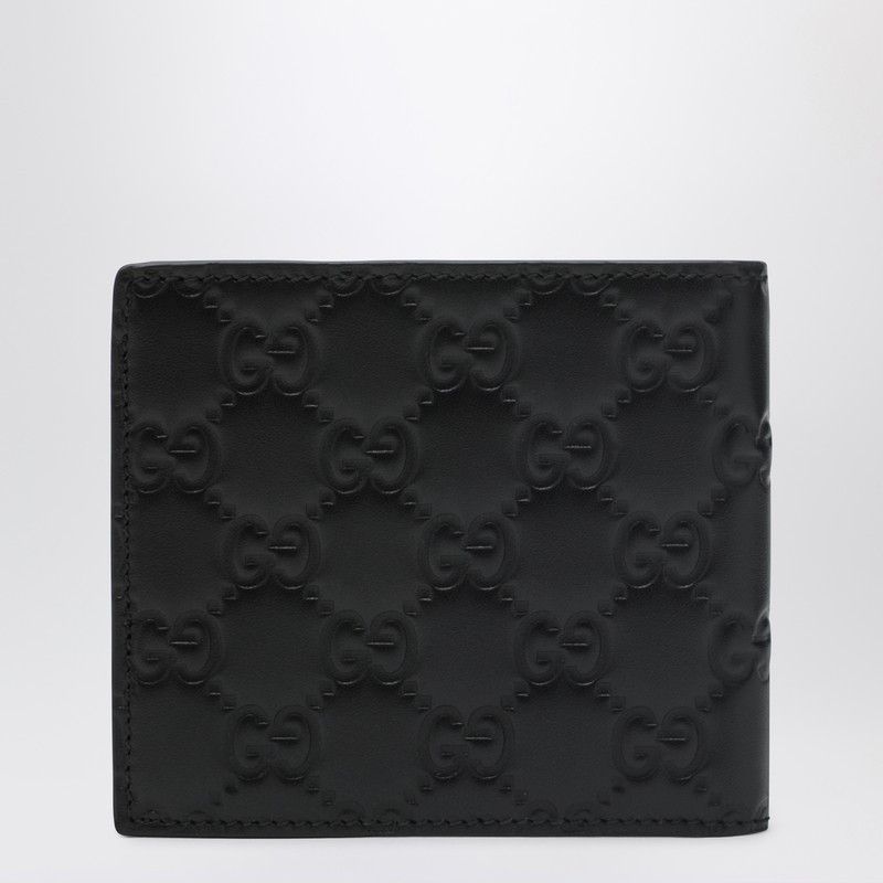 Gucci Black Gg Emblem Bi-Fold Wallet With Coin Pocket