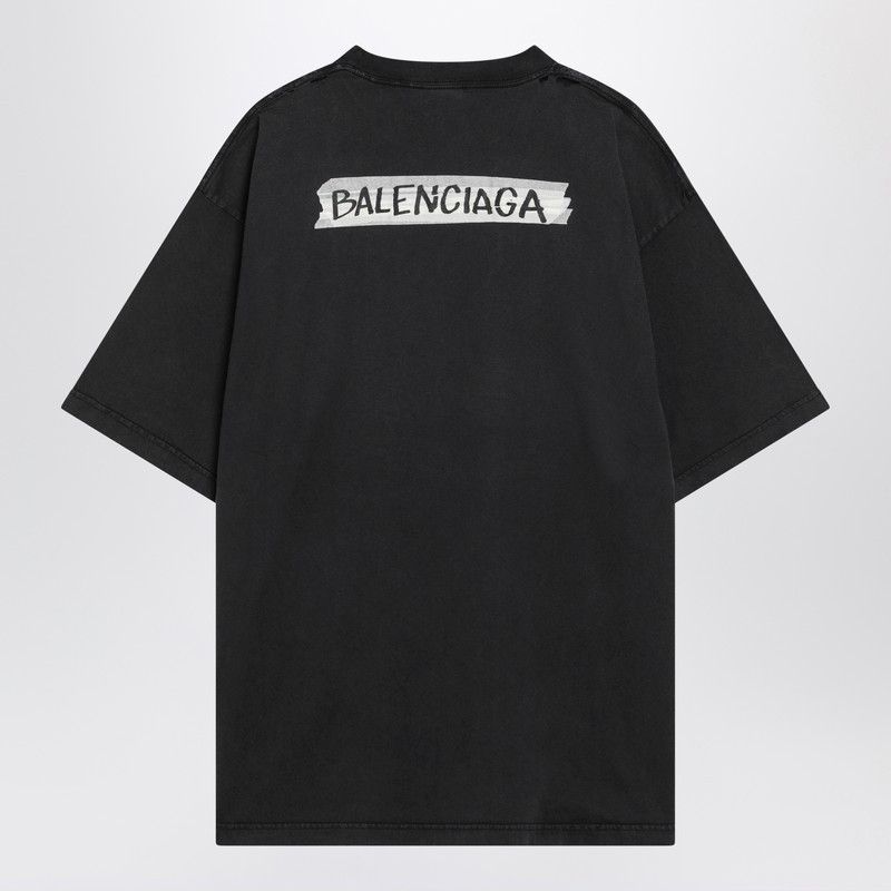 Balenciaga Balenciaga Black Washed Masking Tape T-Shirt With Medium Fit Size S / US 4 / IT 40 - 2 Thumbnail