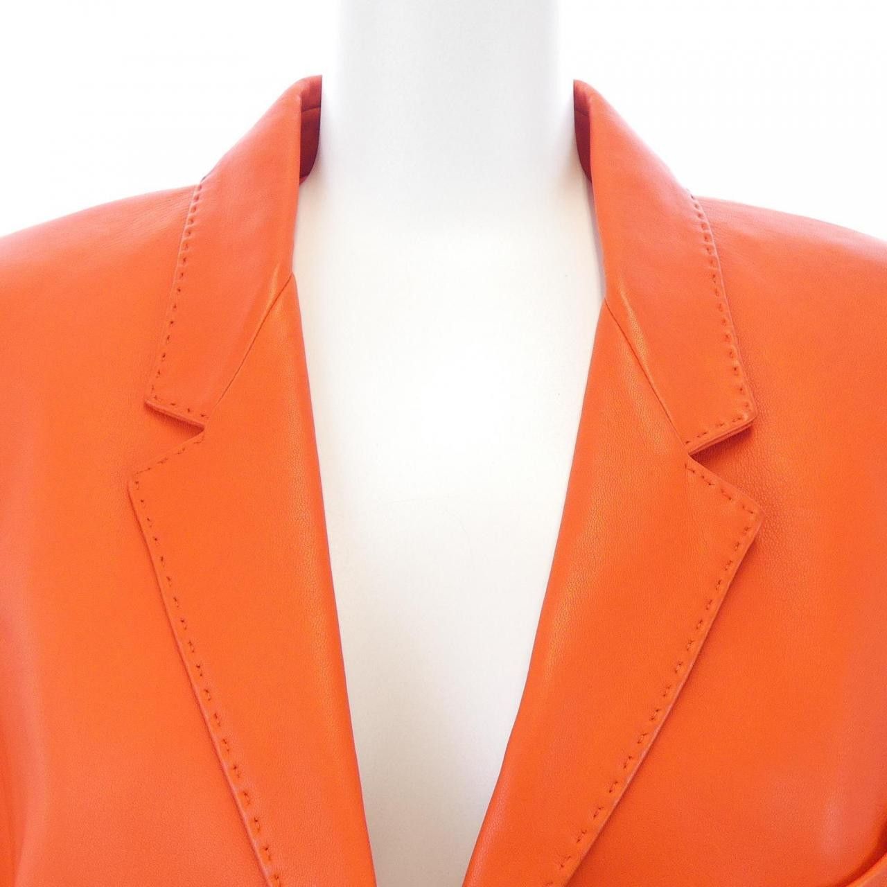 Hermes Hermes Hermès 46-7003 Sheepskin Leather Jacket Leather Outerwear DUTY FREE for USA Size ONE SIZE - 6 Thumbnail