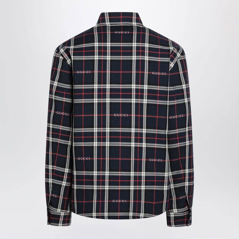 Gucci Gucci Blue Cotton Jacquard Tartan Shirt Size US L / EU 52-54 / 3 - 2 Thumbnail
