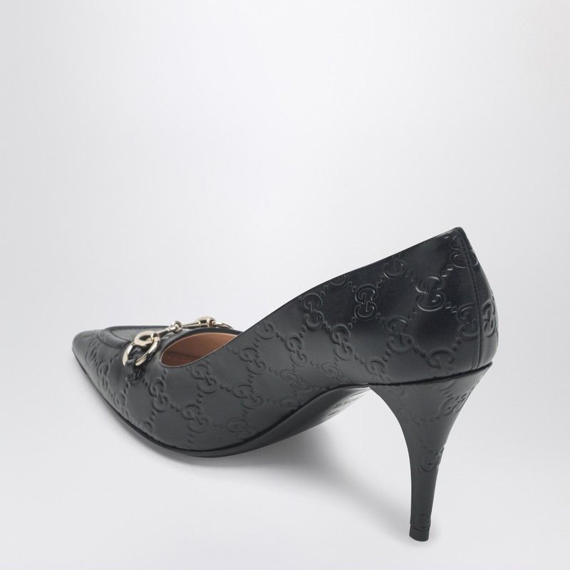 Gucci Gucci Black Gg Leather Pumps With Horsebit Size US 7 / IT 37 - 2 Thumbnail