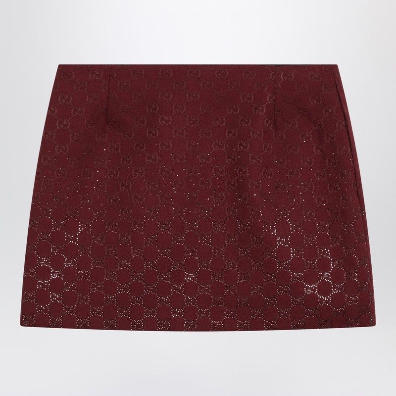 Gucci Gucci Rosso Ancora Gg-Fabric Mini Skirt With Crystals Size 27" / US 4 / IT 40 - 2 Thumbnail