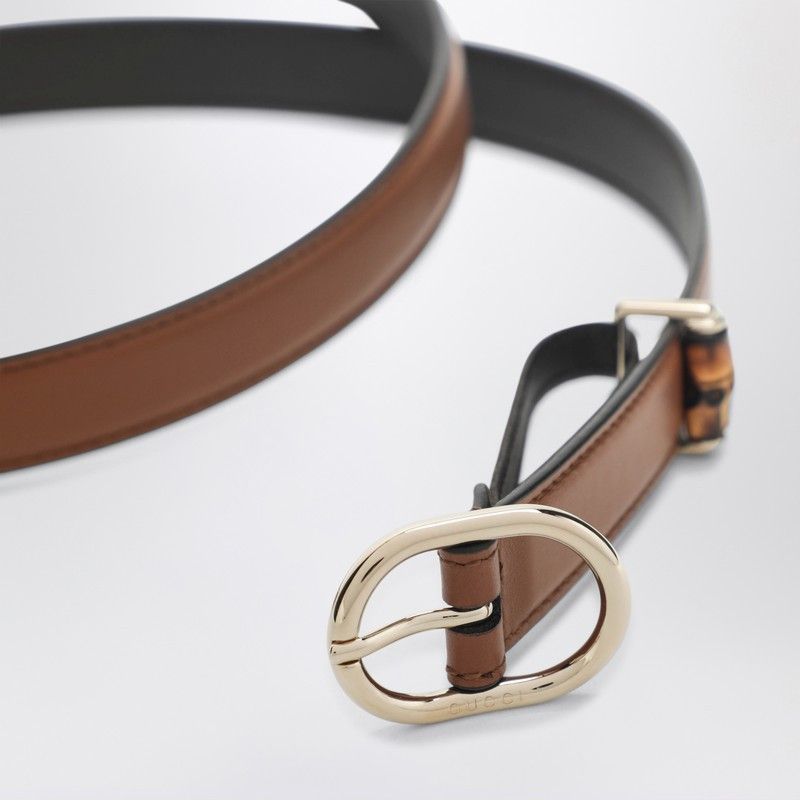 Gucci Gucci Thin Brown Belt With Oval Buckle Size ONE SIZE - 2 Thumbnail