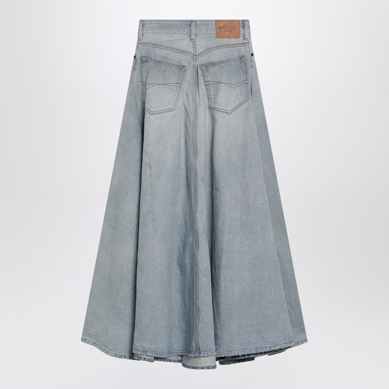 Balenciaga Balenciaga Light Blue Maxi Godet Denim Skirt Size 27" / US 4 / IT 40 - 2 Thumbnail