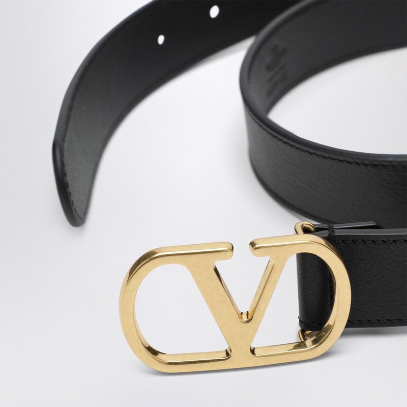 Valentino Valentino Garavani Black 3 Cm Vlogo Signature Leather Belt Size ONE SIZE - 2 Thumbnail