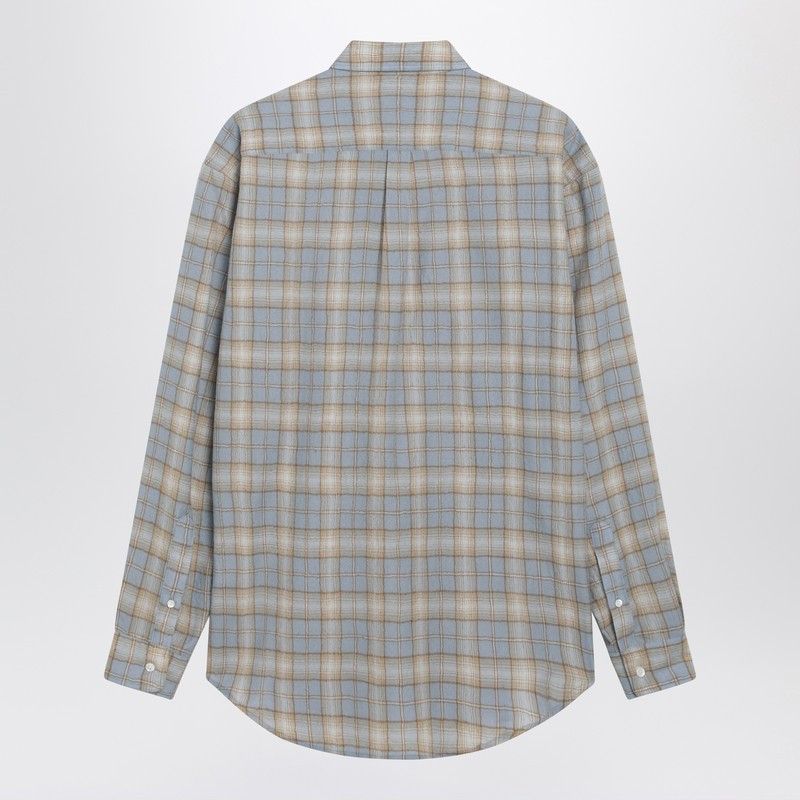 Auralee Auralee Light Blue/Beige Checked Wool Shirt Size US XL / EU 56 / 4 - 2 Thumbnail
