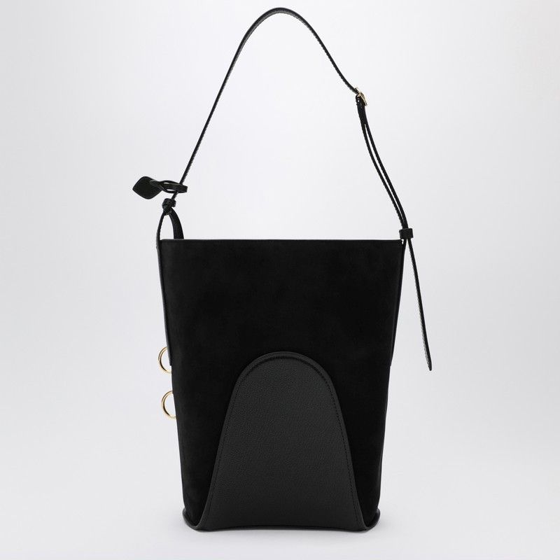 Alaia Alaia Hip Bucket Large Bag In Black Suede Leather Size ONE SIZE - 2 Thumbnail