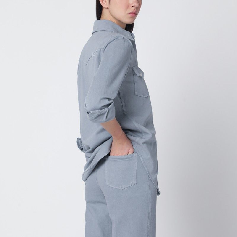 A.P.C. A.P.C. Blue-Grey Cotton Shirt Size M / US 6-8 / IT 42-44 - 2 Thumbnail