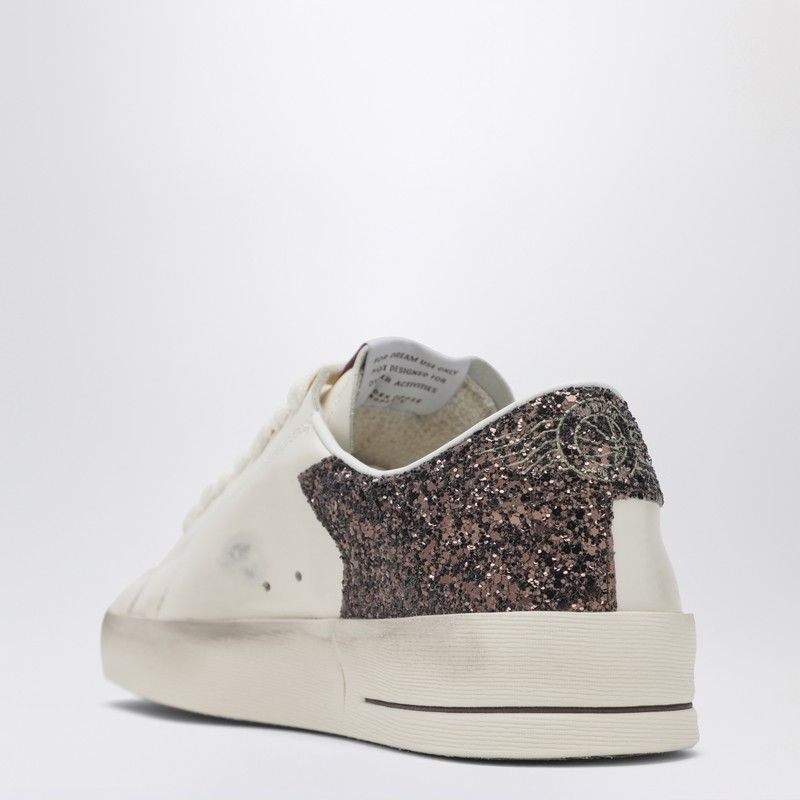 Golden Goose Stardan Sneaker In White Leather And Brown Glitter