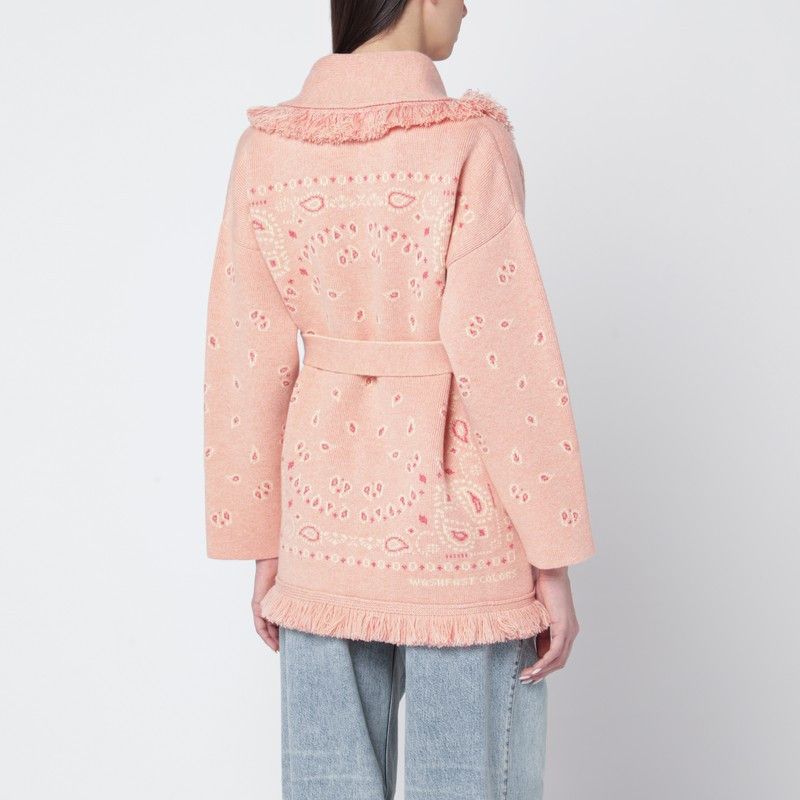 Alanui Alanui Salmon Pink Paisley Cardigan Size S / US 4 / IT 40 - 2 Thumbnail