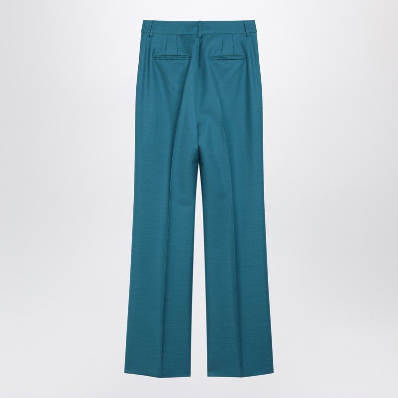 Max Mara Max Mara Turquoise Wool And Silk-Blend Trousers Size 27" / US 4 / IT 40 - 2 Thumbnail