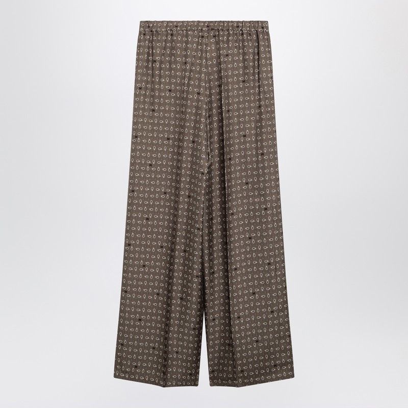 Max Mara Max Mara Mud-Coloured Printed Silk Trousers Size 28" / US 6 / IT 42 - 2 Thumbnail